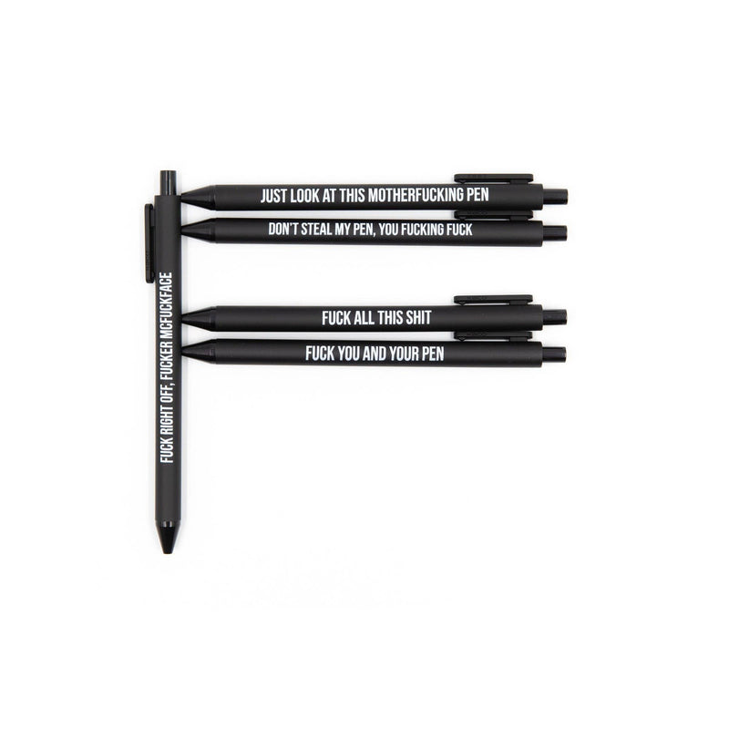 Sweary Fuck Pens Cussing Pen Gift Set - 5 Black Gel Pens