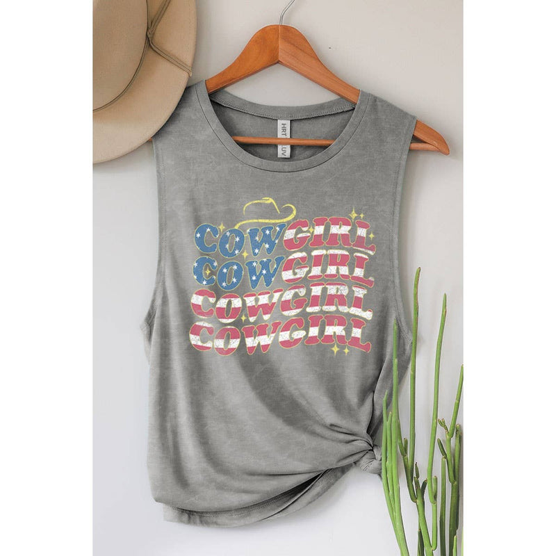 COWGIRL FLAG MINERAL GRAPHIC TANK TOP