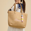 Sea Blessed Embroidered Raffia Tote Bag with Tassel Charm