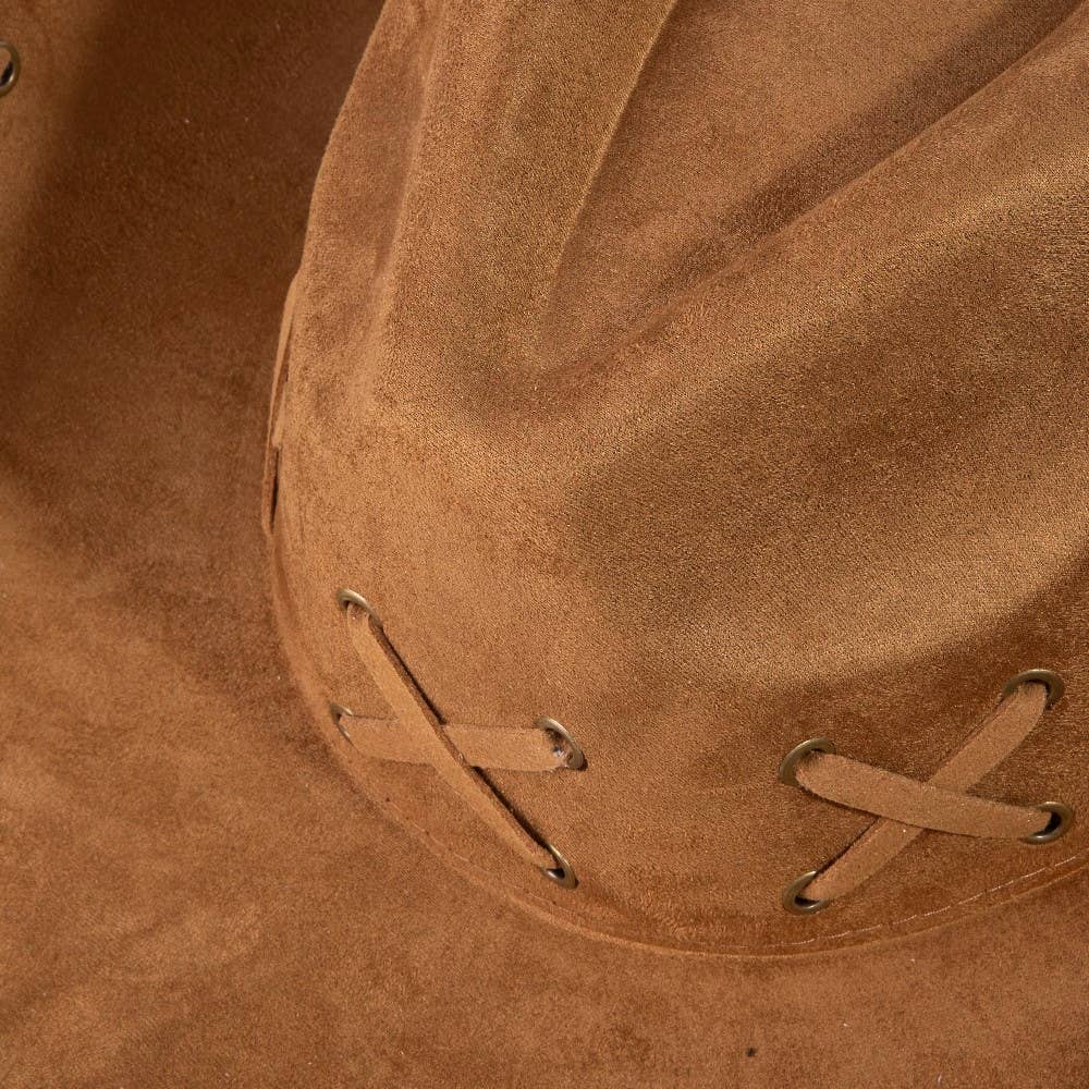 Braided Brim Faux Suede Cowboy Hat