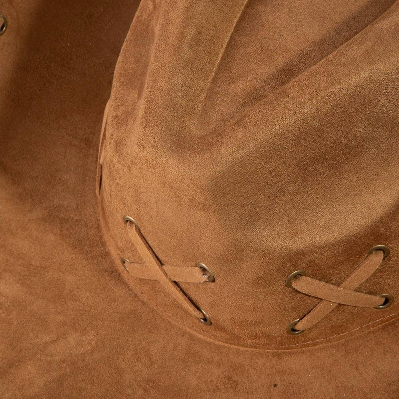Braided Brim Faux Suede Cowboy Hat