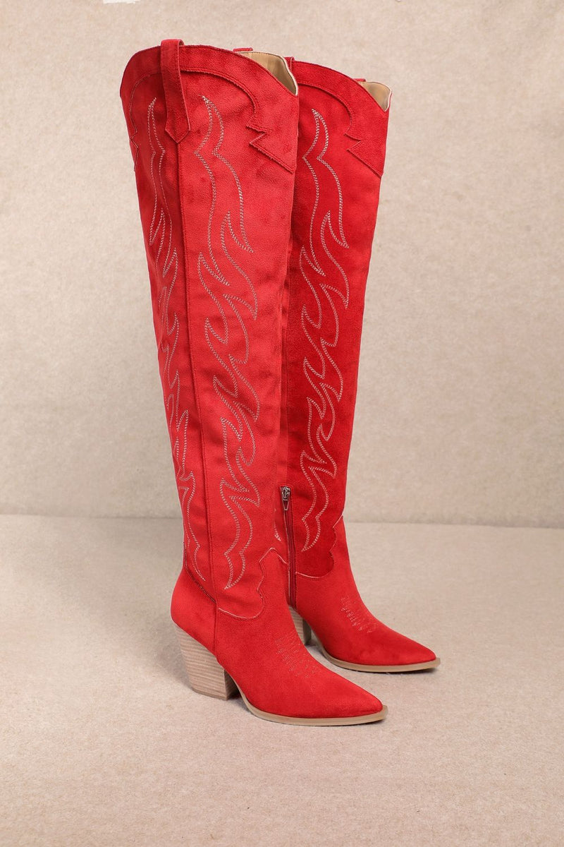 Abby Over the Knee Red Boots