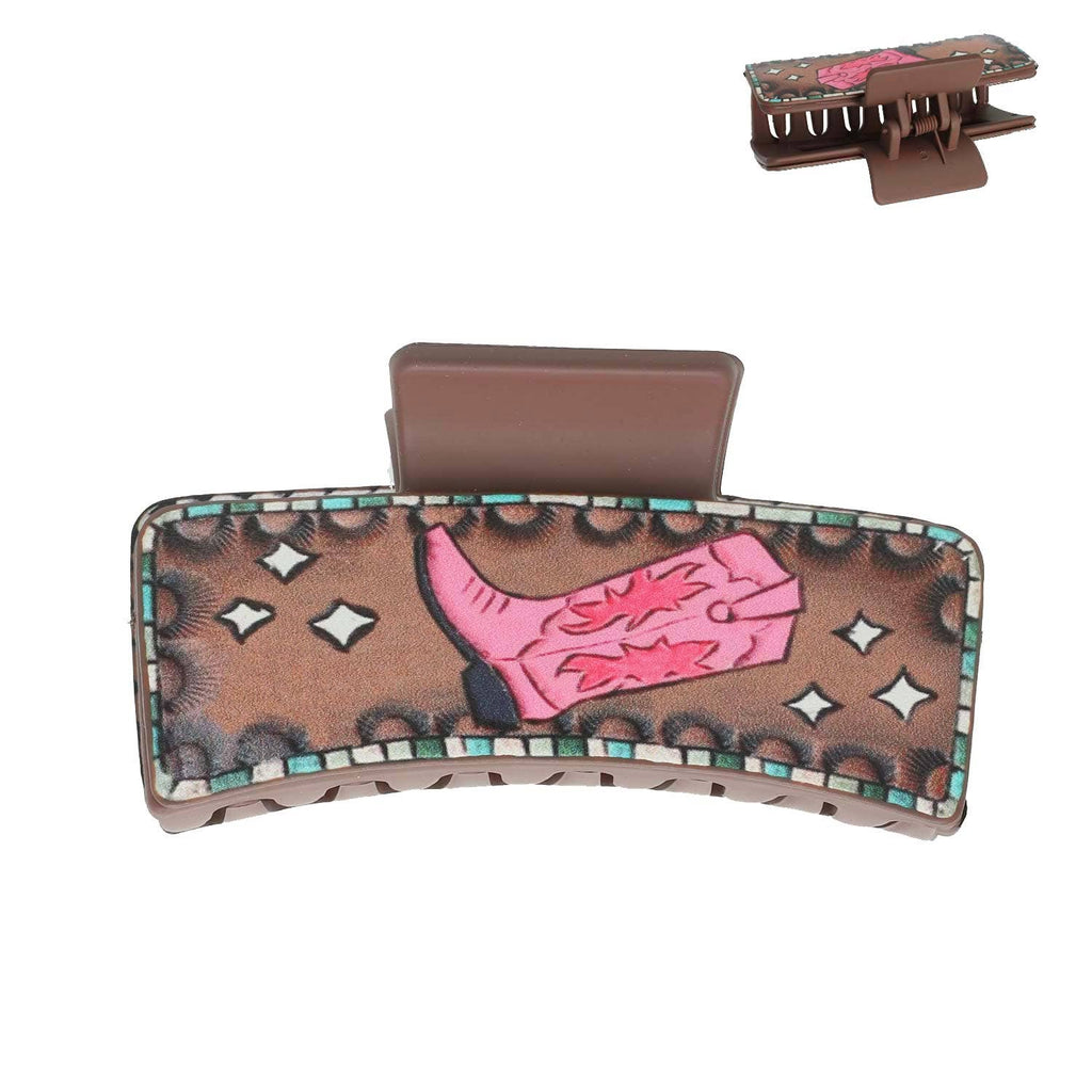 Western Cowboy Boots Faux Leather Claw Hair Clip