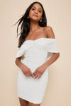 White Lace Off-the Shoulder Bodycon Mini Dress