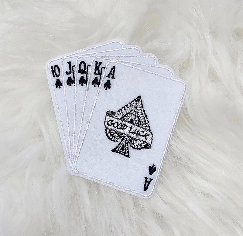 Royal Flush Ace of Spades 'Good Luck' Embroidery Iron On Patch