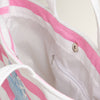 Terry Stripe Print and Anchor Patched Large Size Beach Tote