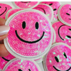 NEON Pink or Yellow Sequin Smiley Face Patch