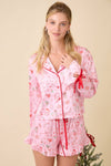 Pink Christmas Pajama Set with Red Trim – Holiday Loungewear