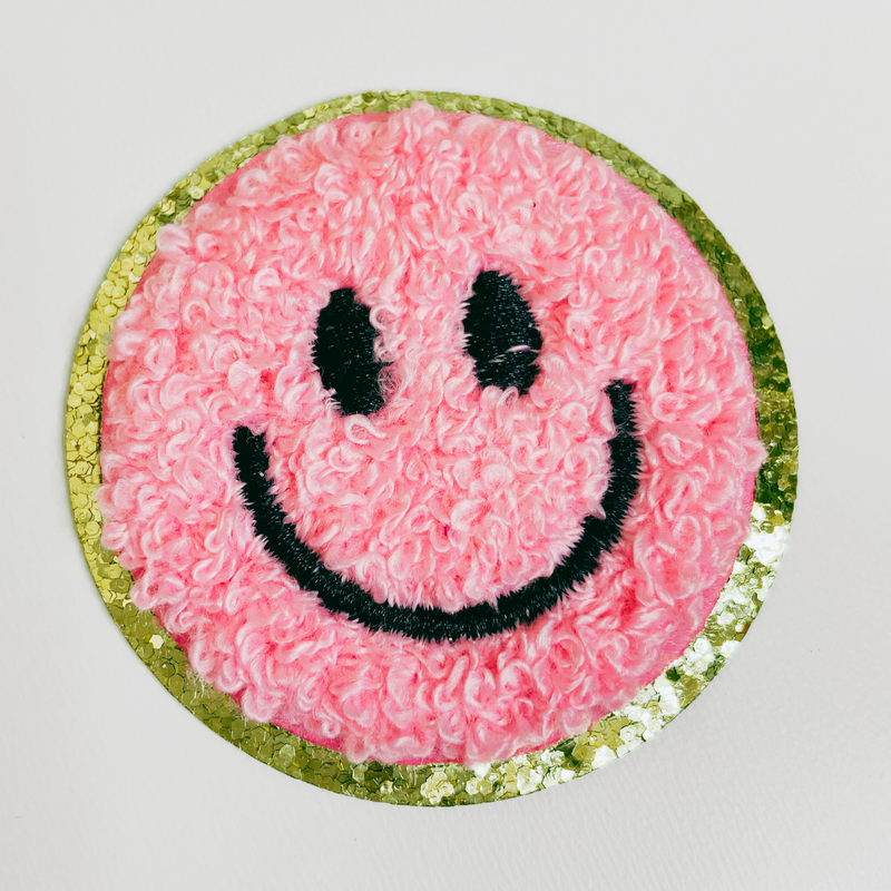 2in Smiley Face Chenille hat patch