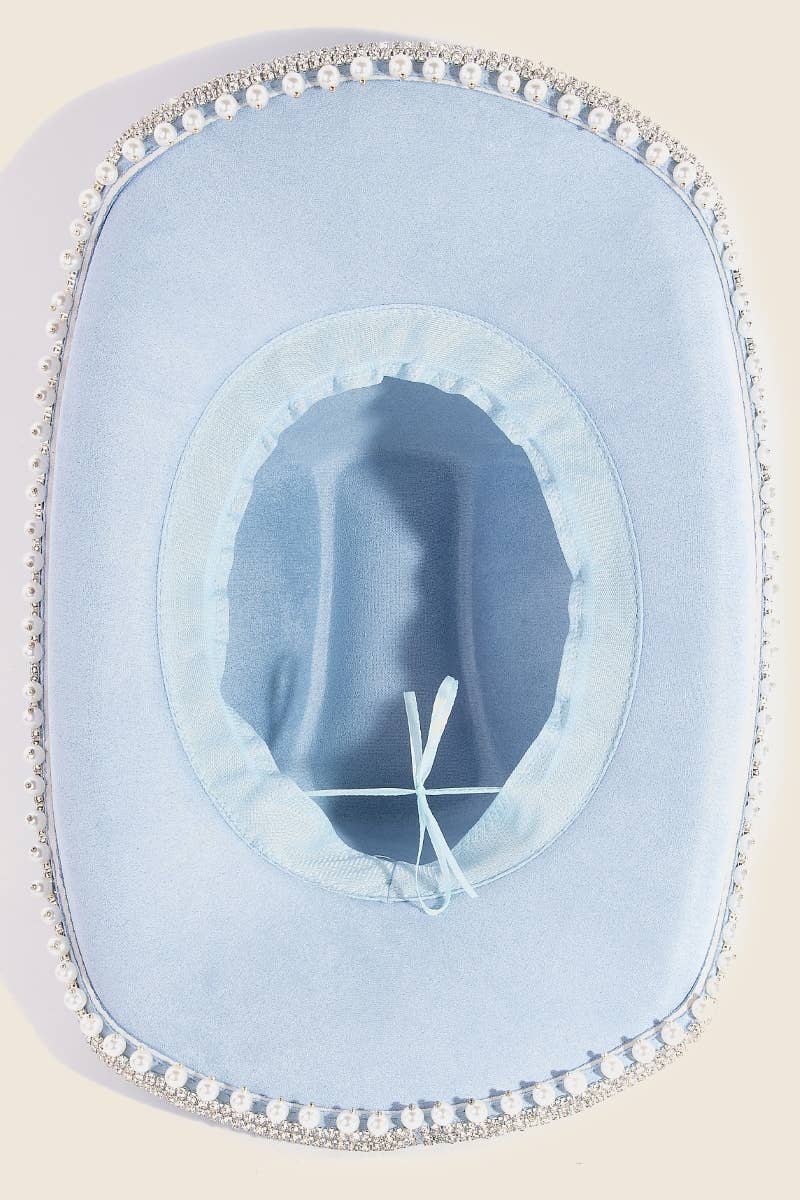 Rhinestone Pearl Trim Cowboy Hat