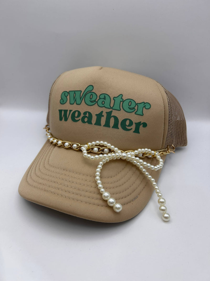 Pearl Bow Trucker Hat Chain