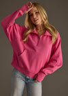 Bright Pink Quarter Zip Sweatshirt