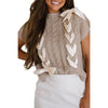 Round Neck Short Sleeves Bow Knot Knit Vest
