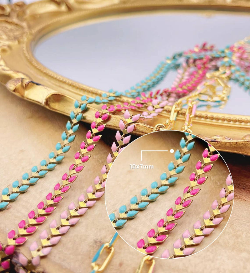 Enamel Paperclip Chain & Chevron Chain by Foot, CH301