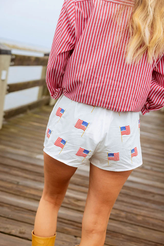 White American Flag Shorts