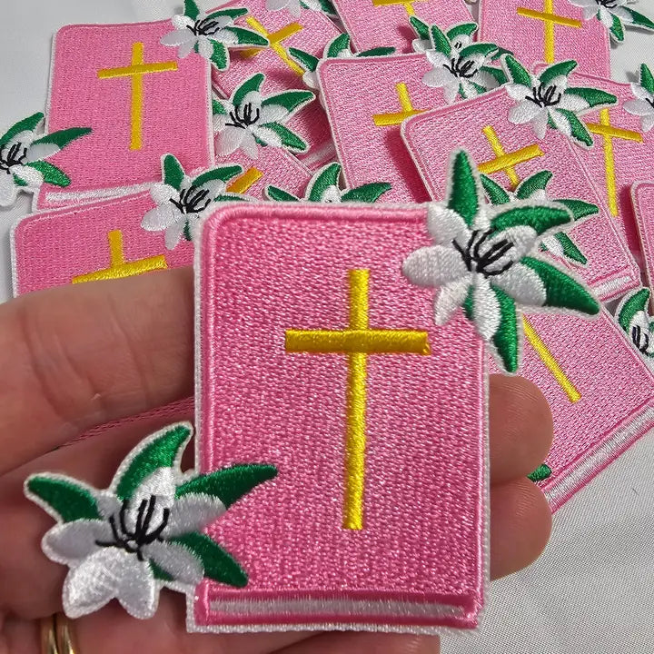 Pink Bible w/ Flowers Patch