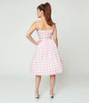 Unique Vintage Pink & White Gingham Bobbie Swing Dress