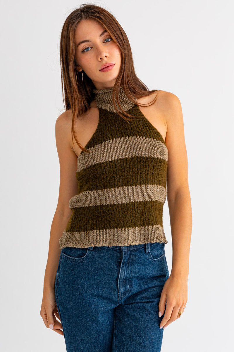 Olive Halter Neck Top