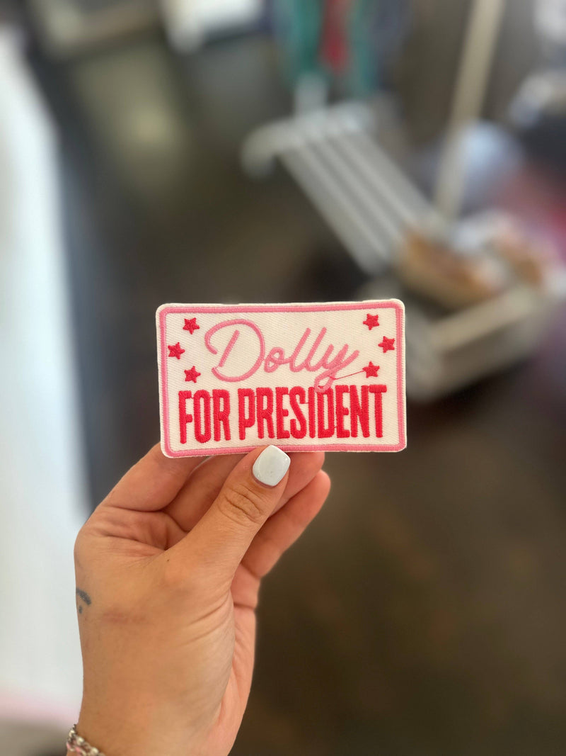 Dolly for President Iron on Trucker Hat Patch