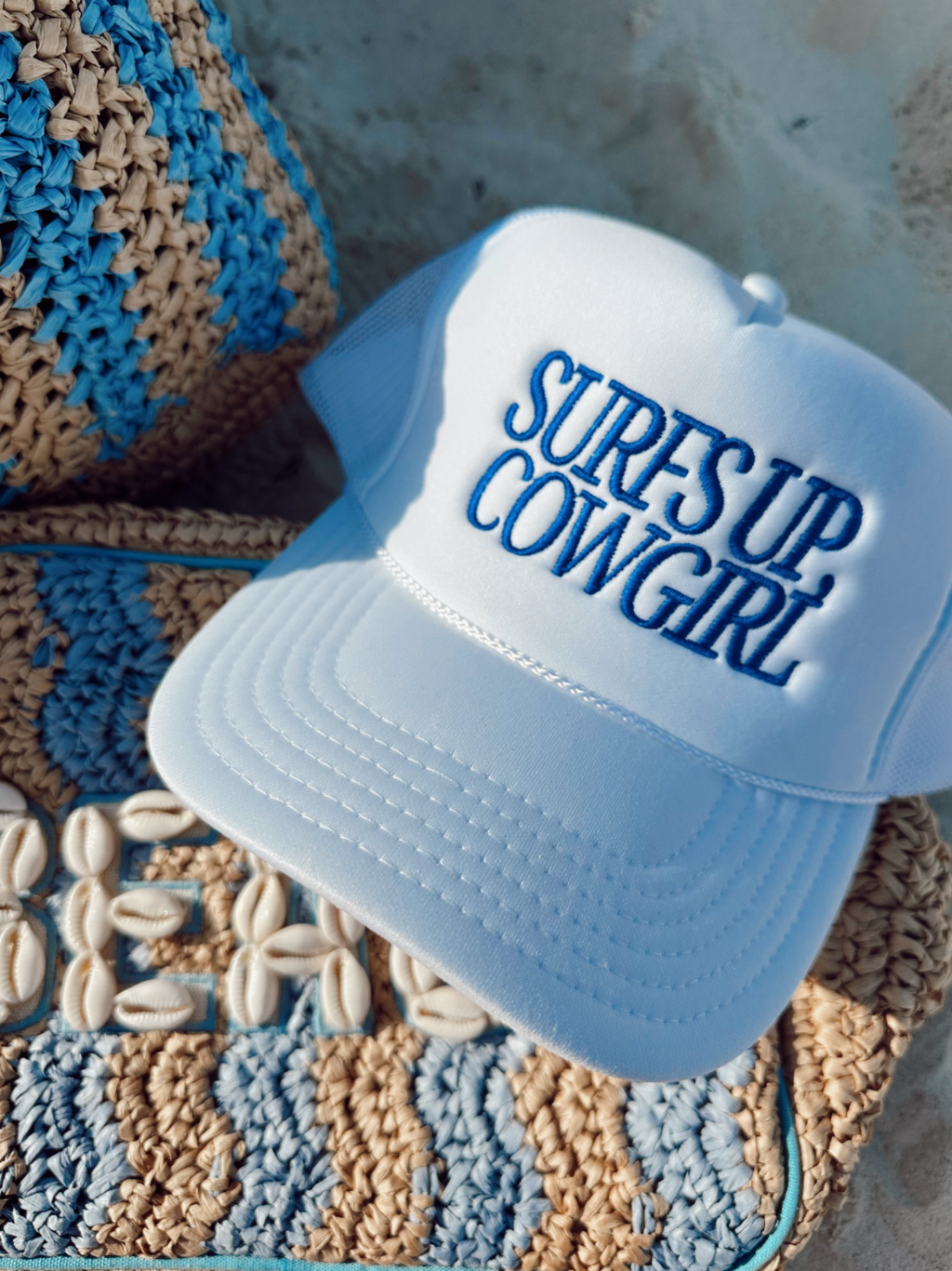 Surfs Up Cowgirl - White Foam Trucker Hat