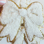 Chenille Bow  2.5" -  Pink or White HAT patch