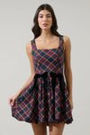Seliora Plaid Bow Mini Dress