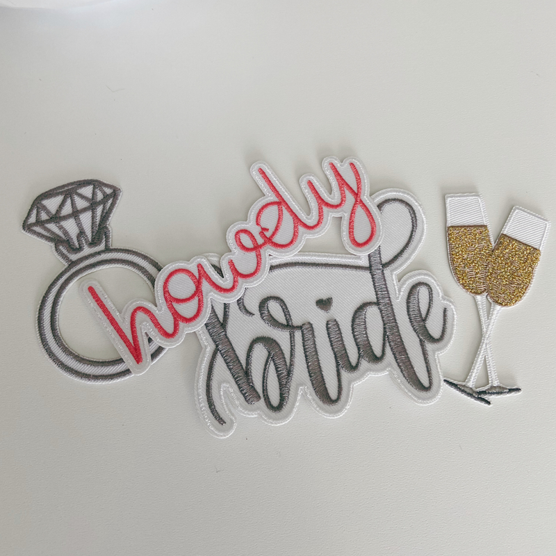 4" Bride - Metallic Silver -  Embroidered Hat Patch