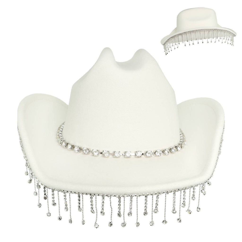 Western Rhinestone Embellished Felt Cowboy Hat