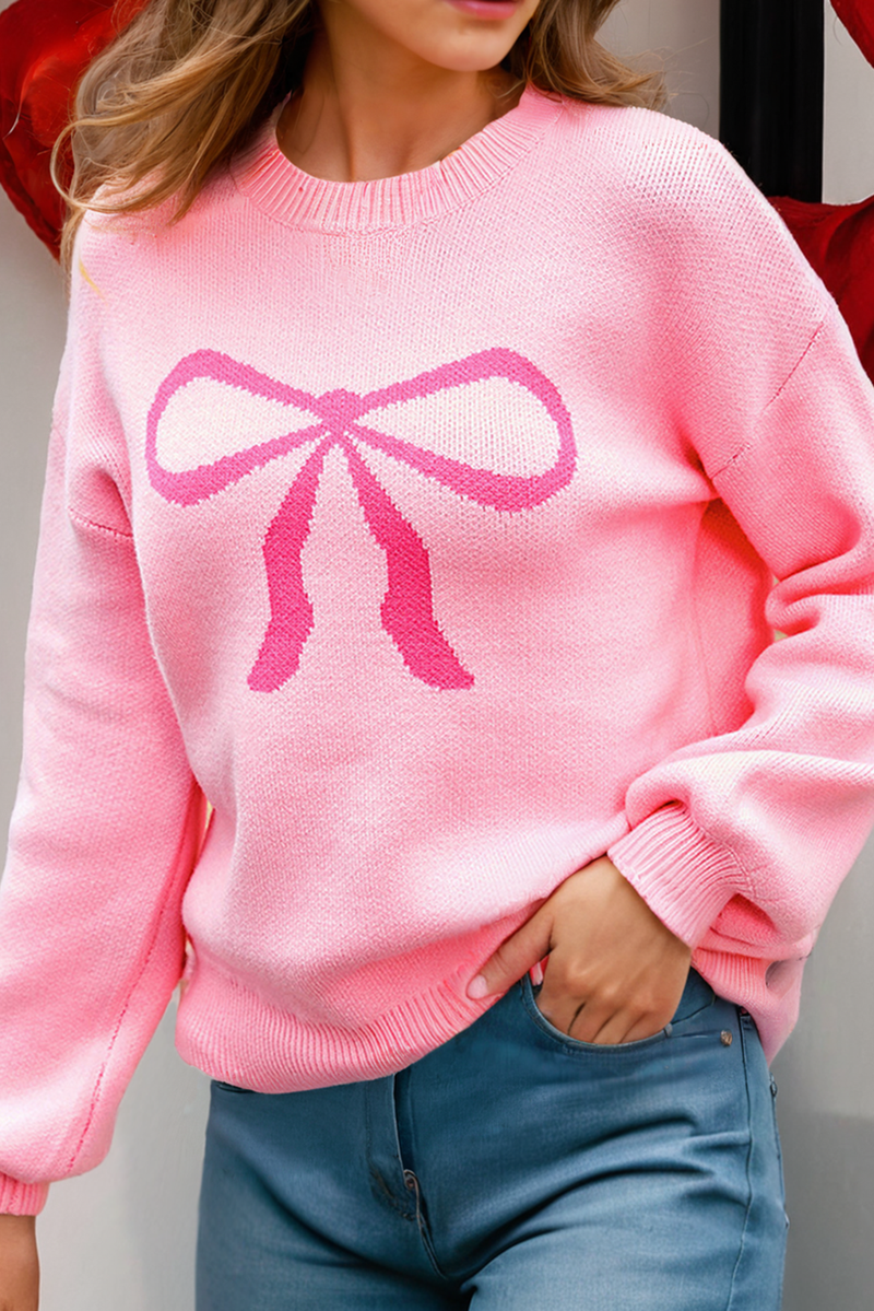 Pink Pullover Bow Sweater