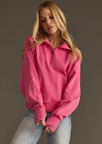 Bright Pink Quarter Zip Sweatshirt