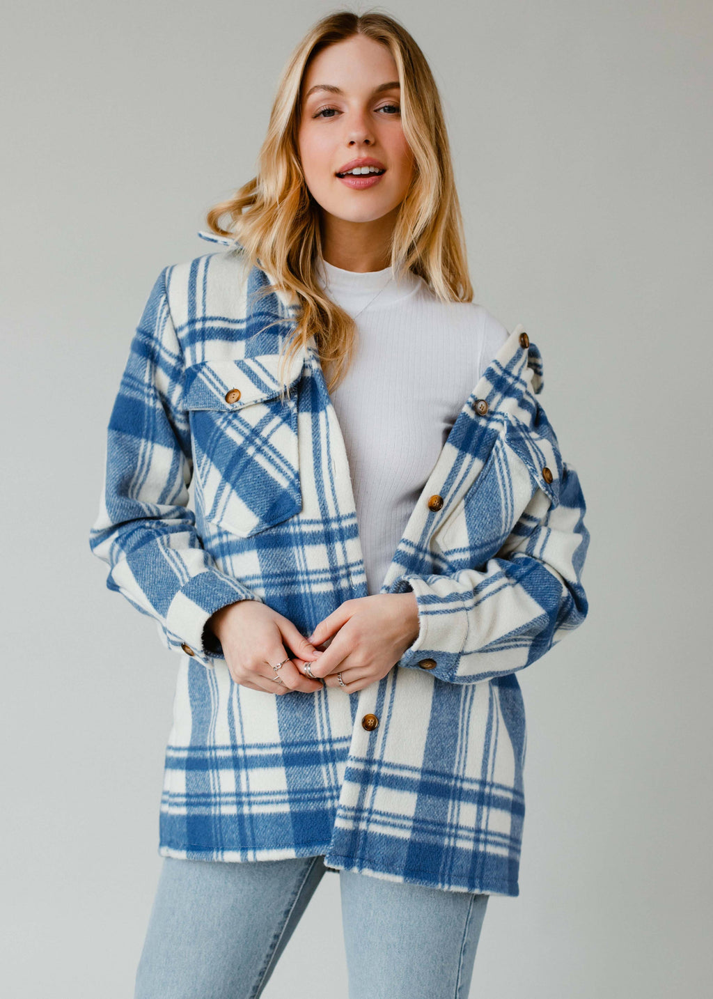 Royal Blue & Cream Plaid Jacket