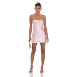 Satin Pearl Open Back Dress in Pink