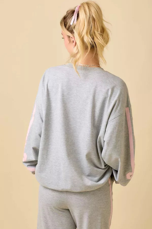 Heather Grey w/Pink Bow SET-SIZES MUST MATCH