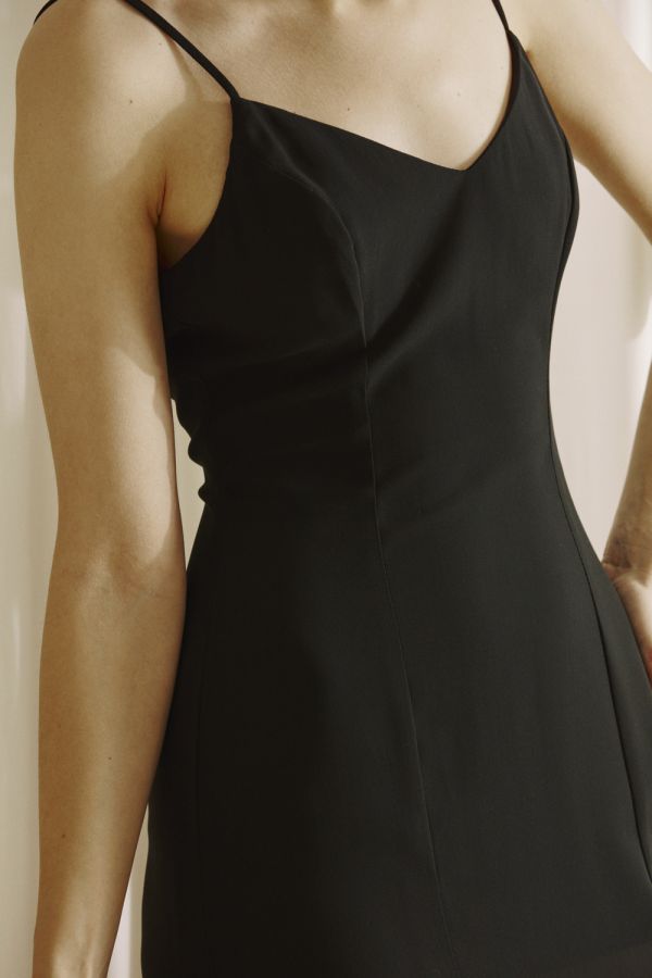 Black Midi Spaghetti Strap Dress