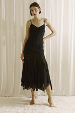 Black Midi Spaghetti Strap Dress