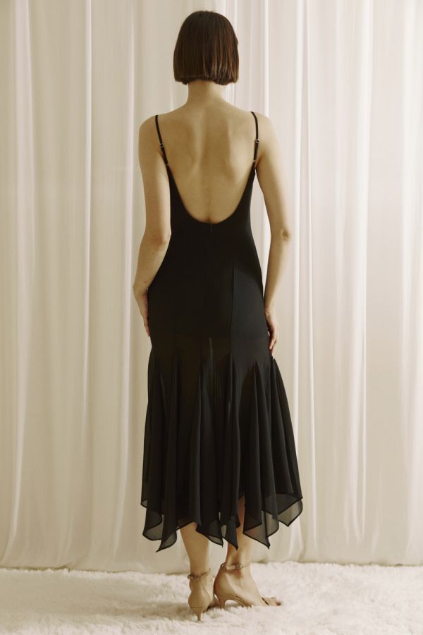 Black Midi Spaghetti Strap Dress