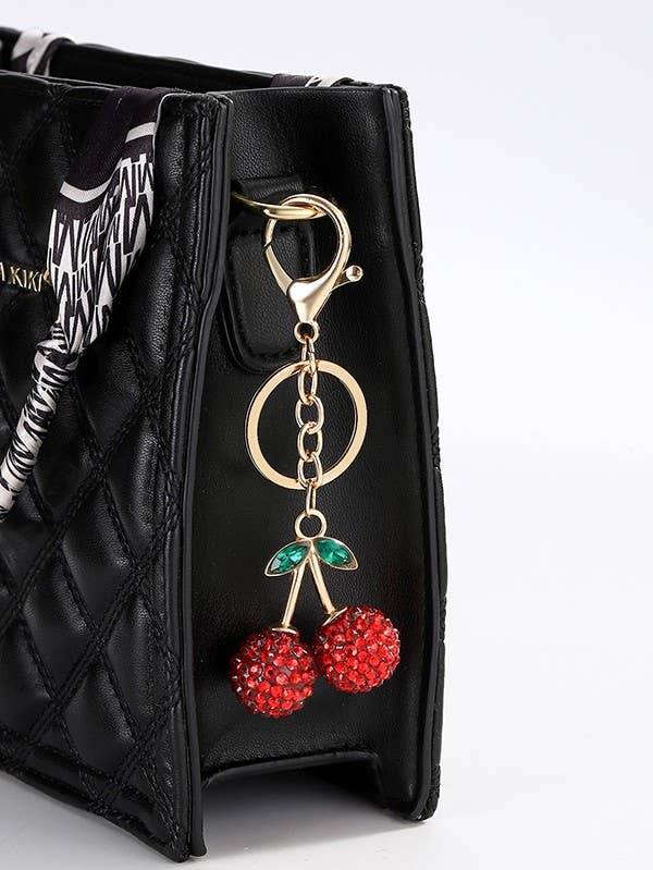 Rhinestone Cherry Purse Charm and/or Keychain