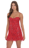 Red Sequin Babydoll Dress