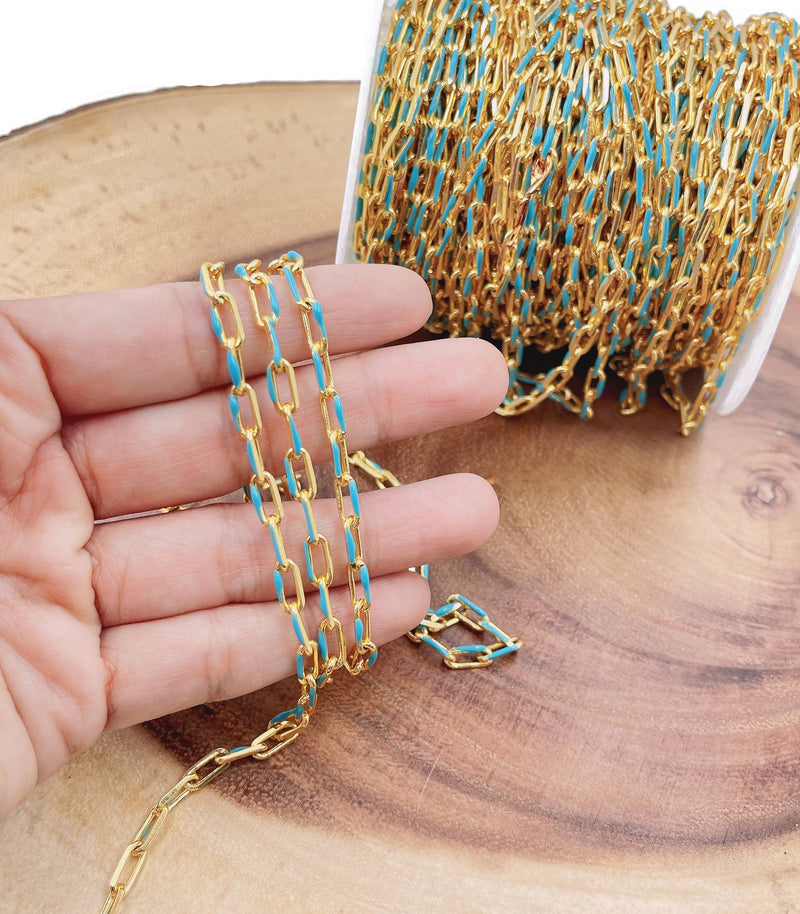 Enamel Paperclip Chain & Chevron Chain by Foot, CH301