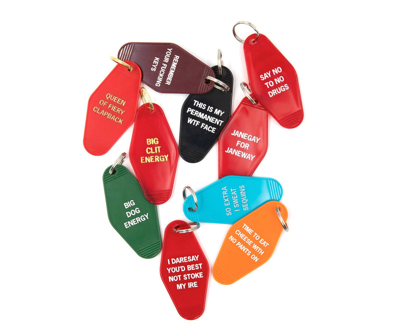 Big Clit Energy Motel Style Keychain in Red and Gold