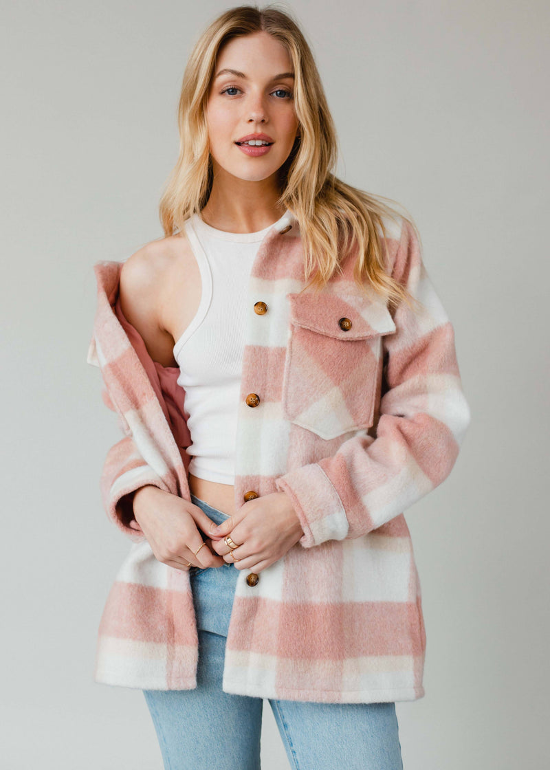 Pink, Tan & Cream Plaid Jacket