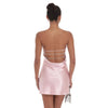 Satin Pearl Open Back Dress in Pink