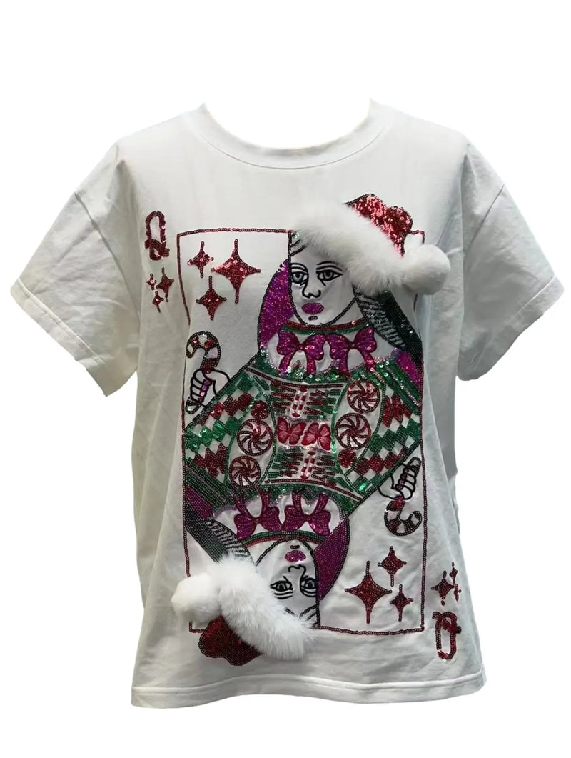 Queen White Christmas Card Tee-FINAL SALE ITEM
