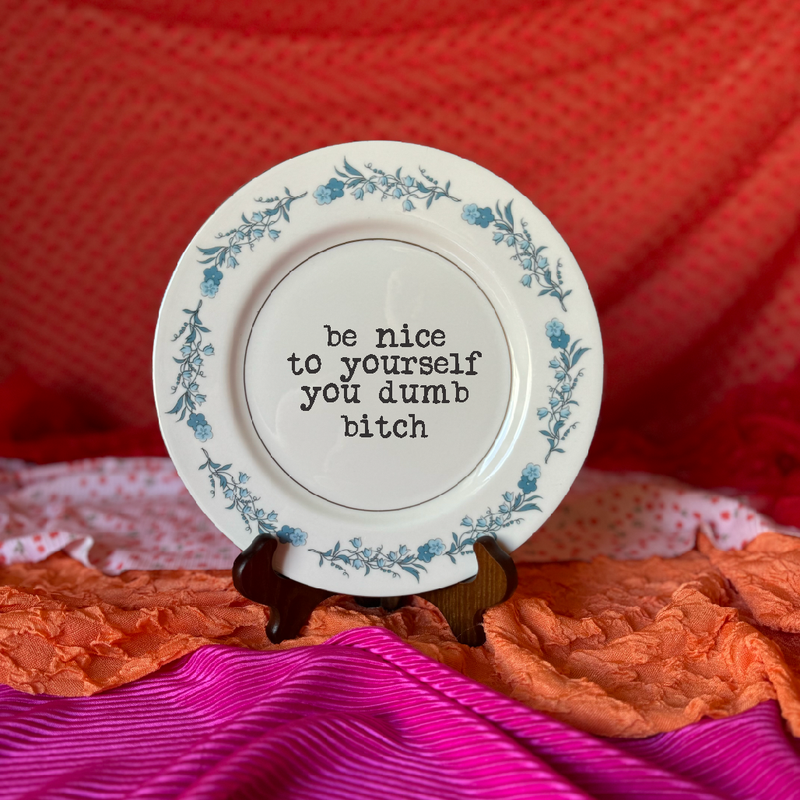 Upcycled Funny Plates-Be Nice to Yourself