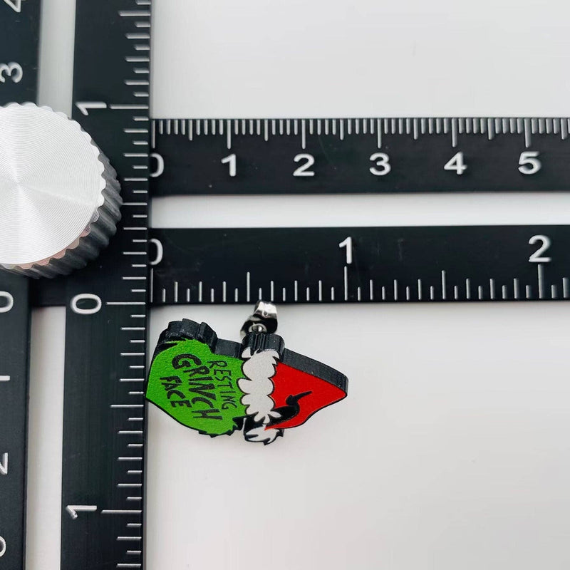 Resting Grinch Face Acrylic Earrings