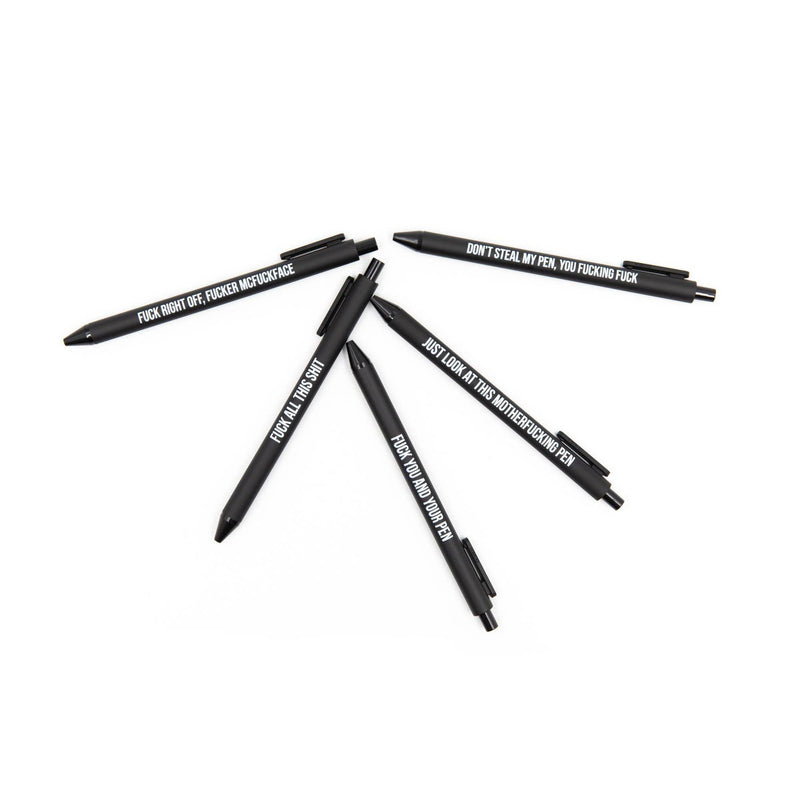 Sweary Fuck Pens Cussing Pen Gift Set - 5 Black Gel Pens