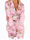 Santa Print Pajama Set with Feather Cuffs