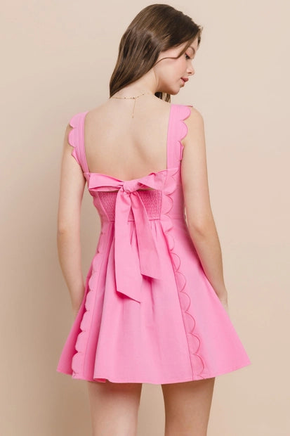 Pink Scalloped Detail Shortie Dress