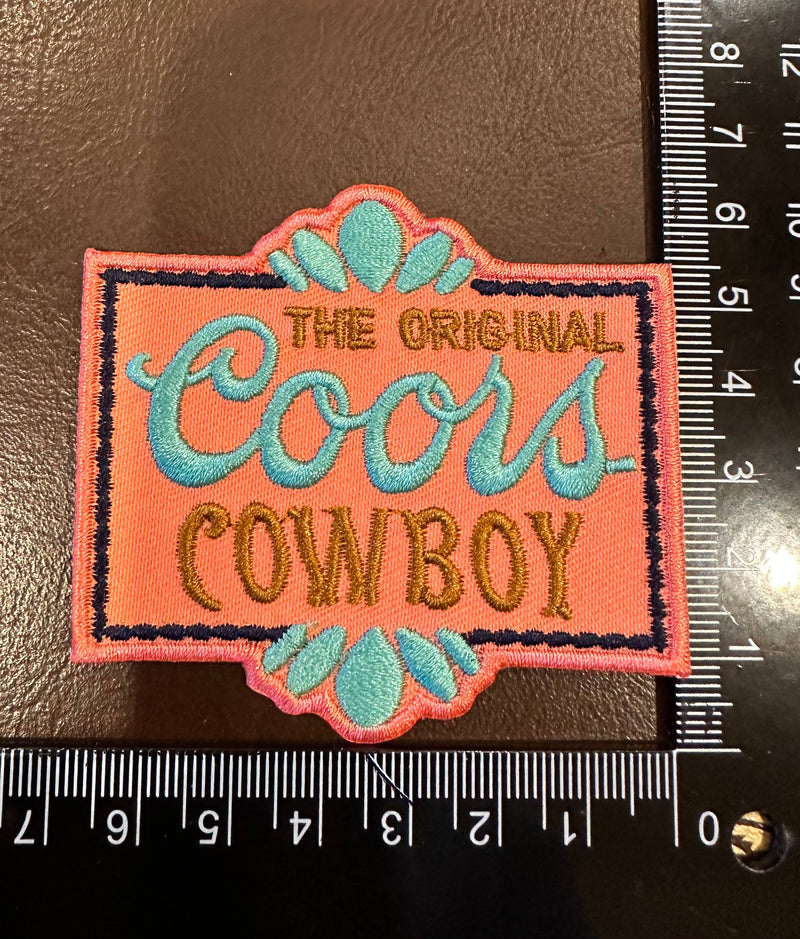C**rs Cowboy Turquoise and coral Beer Trucker Hat Patch