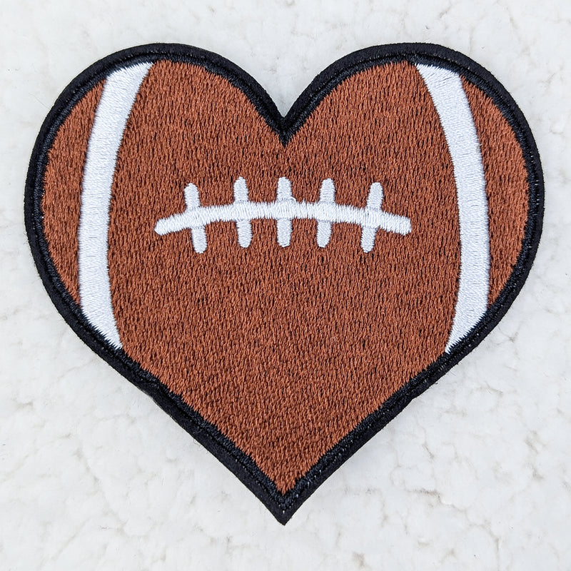 Football Heart Embroidered Patch